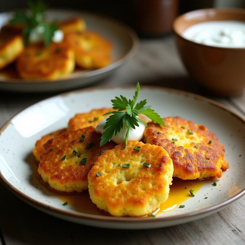 Tortitas de Coliflor y Cúrcuma con Salsa de Yogur: Desayuno Sin Harina y Antiinflamatorio