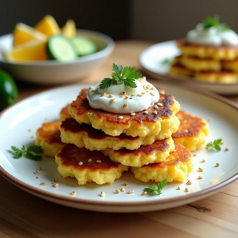 Tortitas de Coliflor y Huevo con Salsa Tzatziki: Desayuno Keto Sin Harina en 12 Minutos
