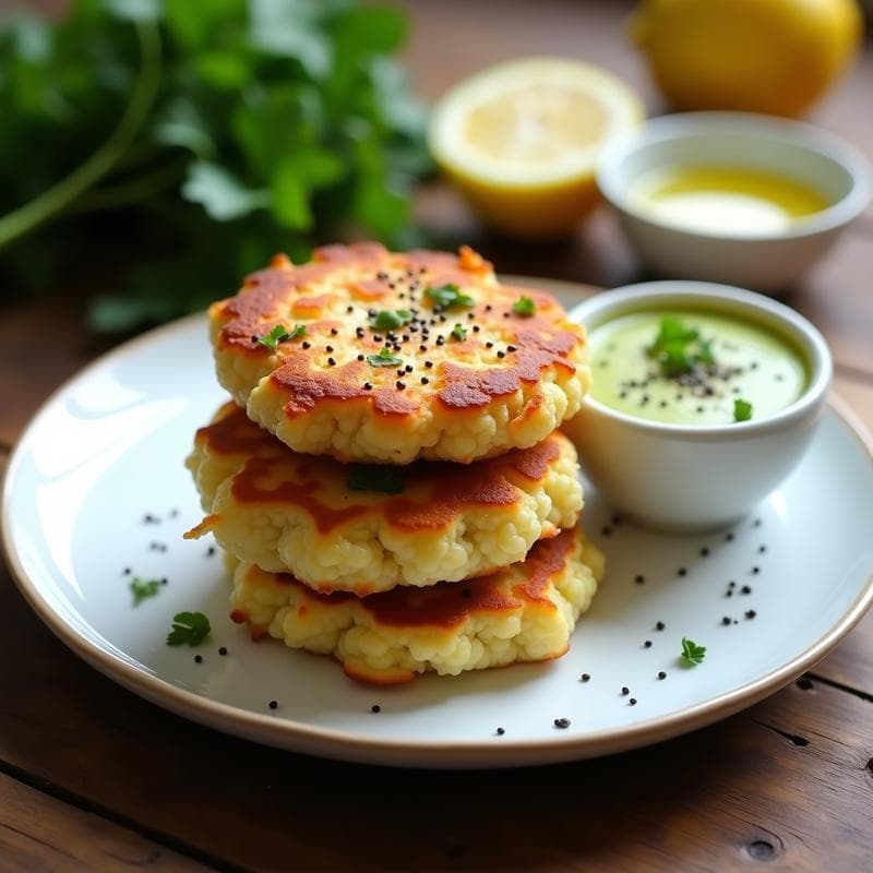 Tortitas de Coliflor y Parmesano Vegano: Desayuno Keto en Airfryer