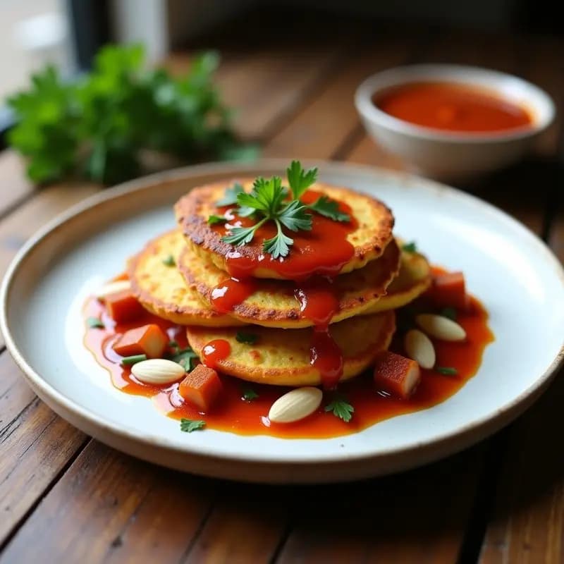 Tortitas de Garbanzo y Calçots con Salsa Romesco: Receta Catalana Rápida y Sin Gluten