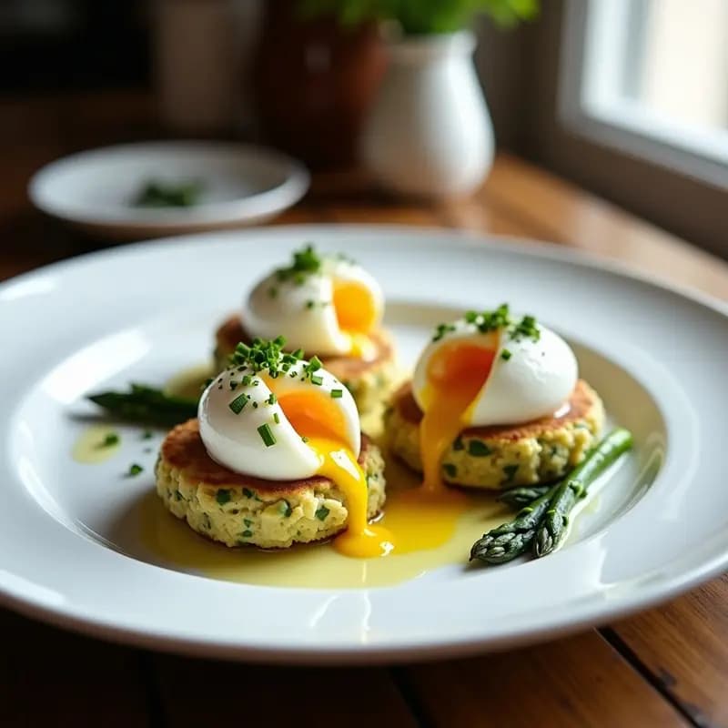 Tortitas de Espárragos Trigueros con Huevo Poché: Receta Express y Elegante para Sorprender