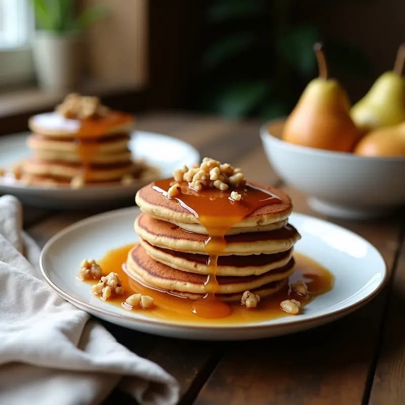 Tortitas de Espelta con Compota de Peras y Canela: Desayuno Alemán Sin Azúcar
