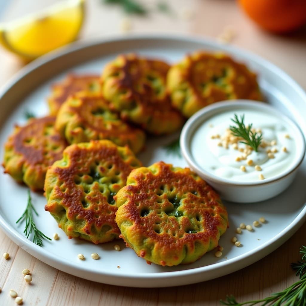 Tortitas de Espirulina y Zanahoria con Dip de Yogur de Soja: Aperitivo Saludable en Airfryer