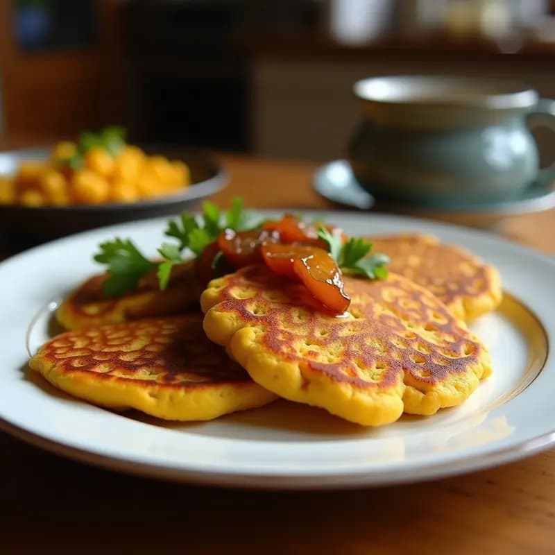 Tortitas de Garbanzo y Cebolla Caramelizada: Desayuno Indio Sin Gluten y Rico en Fibra