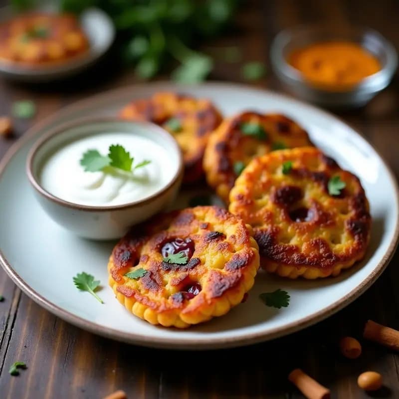 Tortitas de Garbanzo con Cebolla Morada y Yogur de Suez: Aperitivo Indio Sin Gluten