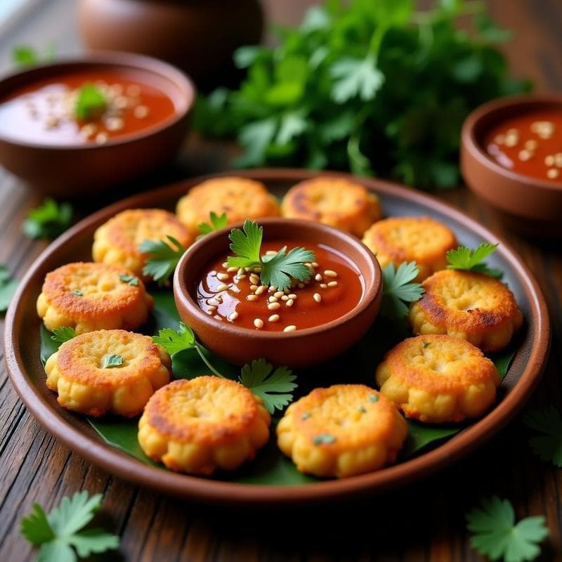 Tortitas de Garbanzo y Cilantro con Salsa de Tamarindo: Receta India Vegana y Crujiente