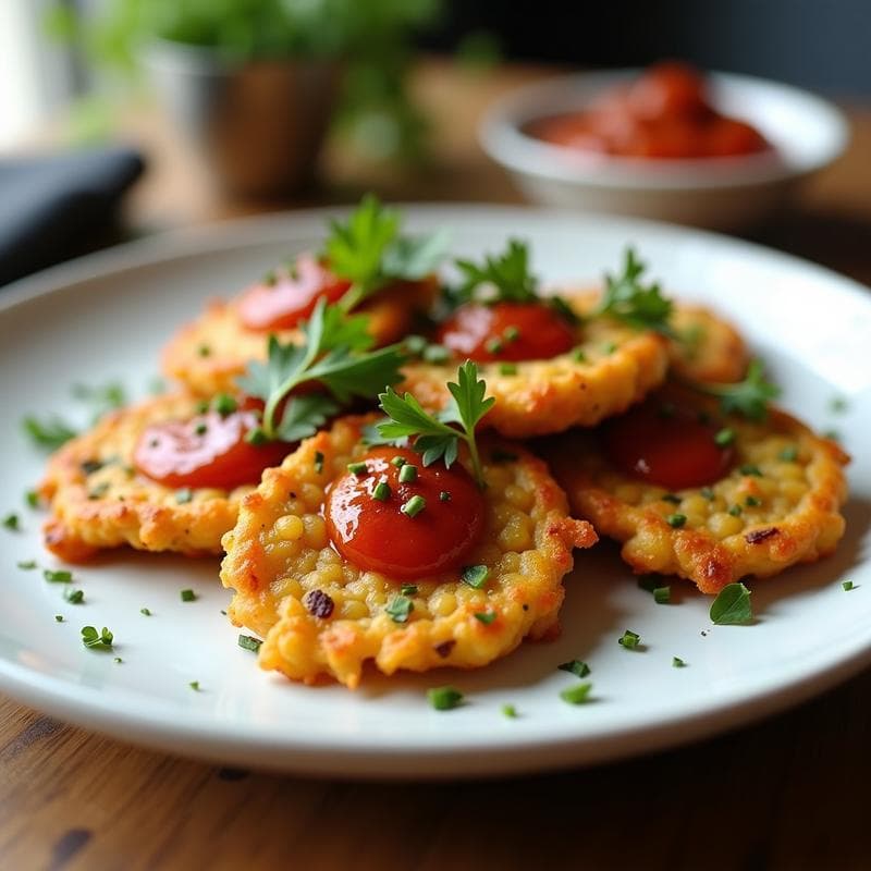 Tortitas de Garbanzo y Espárragos Trigueros con Romesco: Receta Vegana en Airfryer y Sin Gluten
