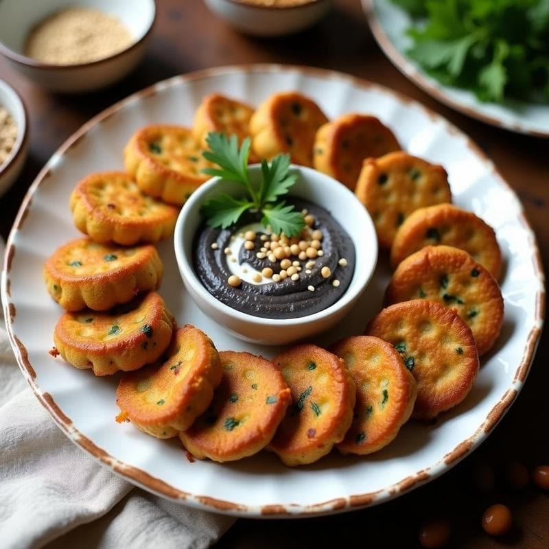 Tortitas de Garbanzo y Espinacas con Dip de Ajo Negro: Aperitivo árabe Sin Gluten
