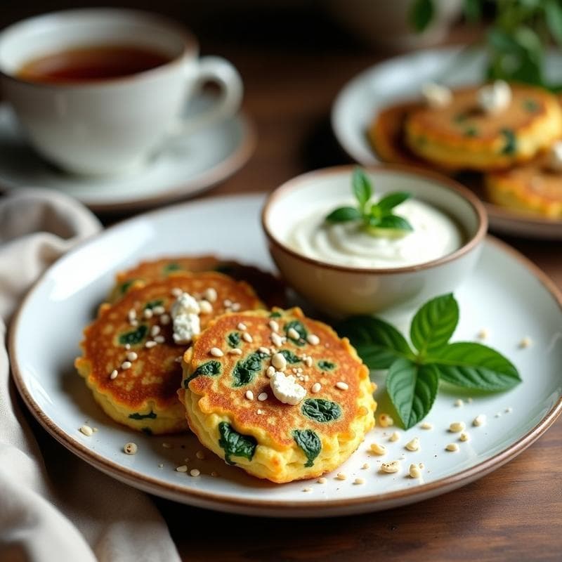 Tortitas de Garbanzo con Espinacas y Queso Feta: Desayuno Vegano y Alto en Proteína