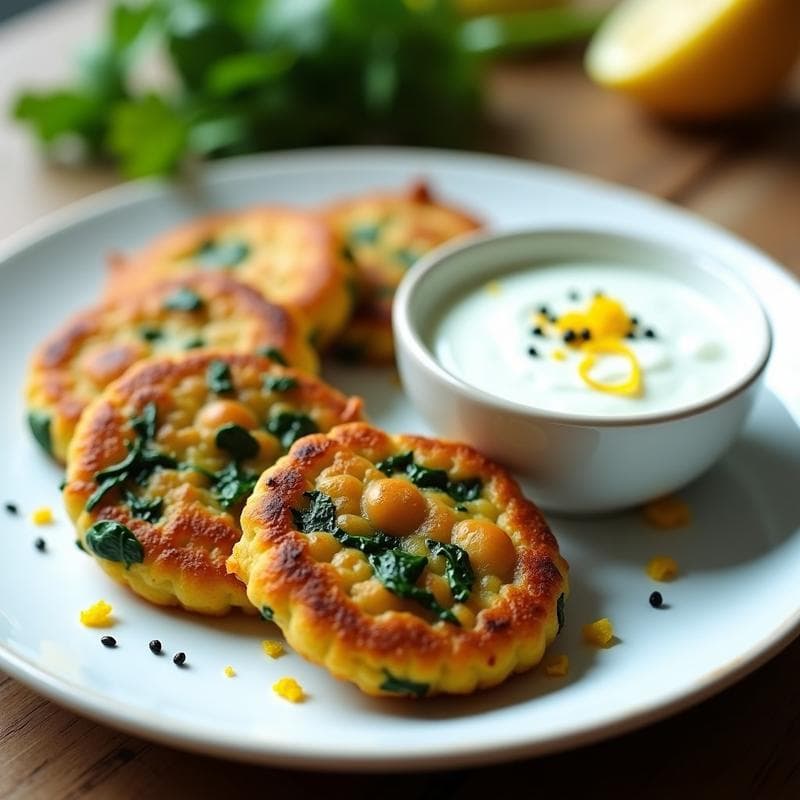 Tortitas de Garbanzo y Espinacas con Salsa de Yogur de Soja: Receta en Thermomix y Sin Gluten