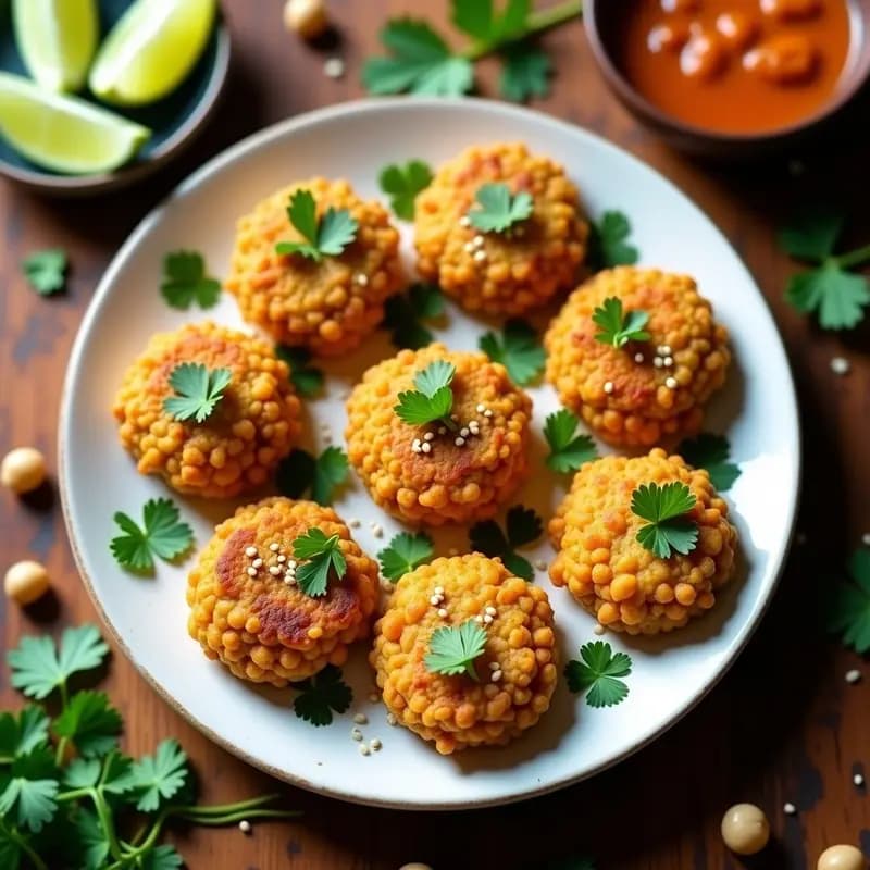 Tortitas de Garbanzos y Cilantro: Entrante Indio Sin Cocción y Alto en Fibra