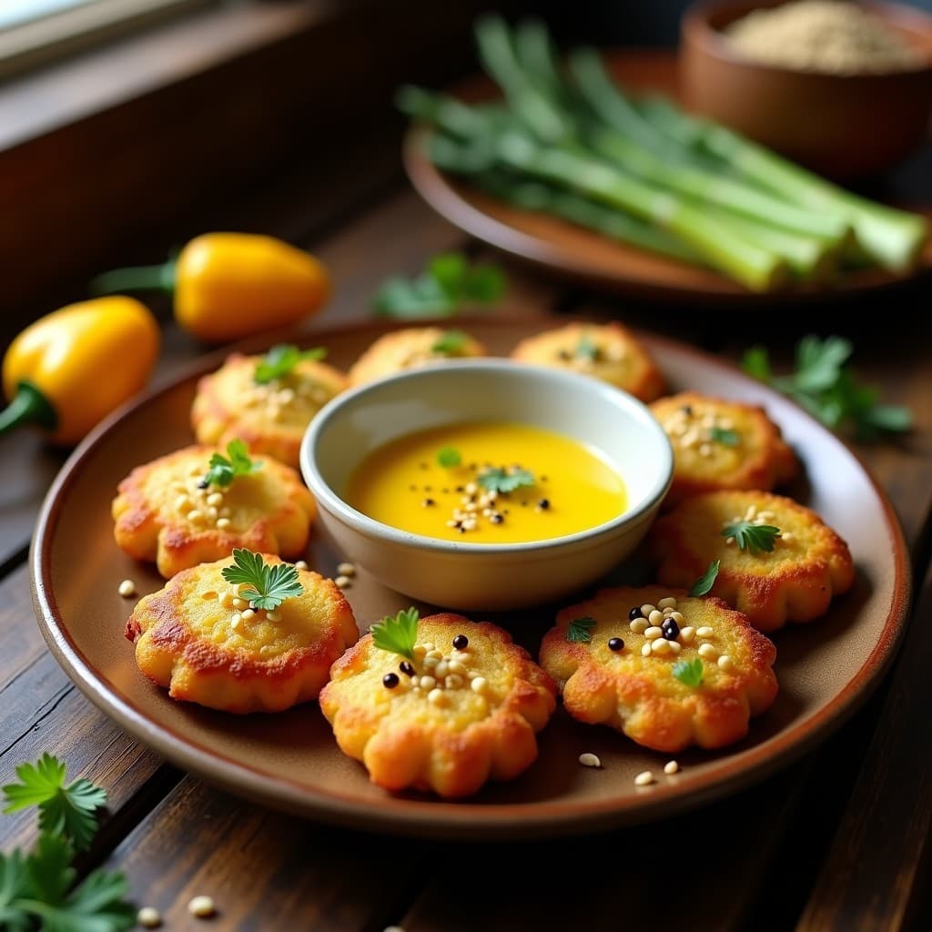 Tortitas de Garbanzos y Espárragos con Salsa de Aji Amarillo: Receta Peruana en Airfryer