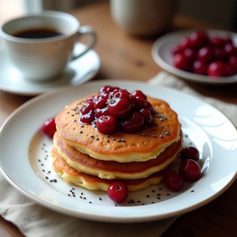 Tortitas de Harina de Castaña y Compota de Arándanos: Desayuno Sin Gluten y Sin Azúcar