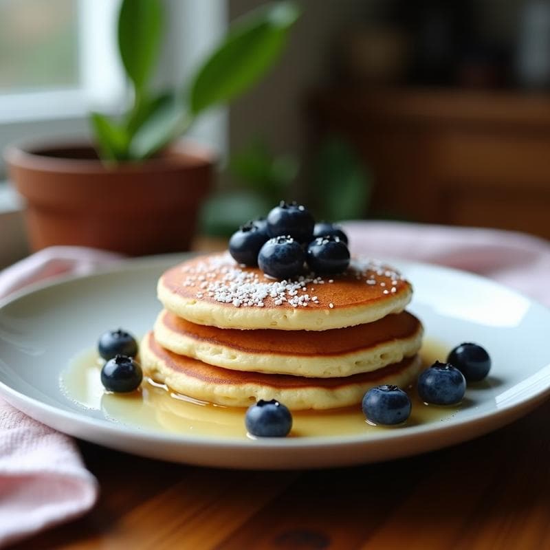 Tortitas de Harina de Coco y Arándanos: Desayuno Sin Gluten y Alta en Fibra