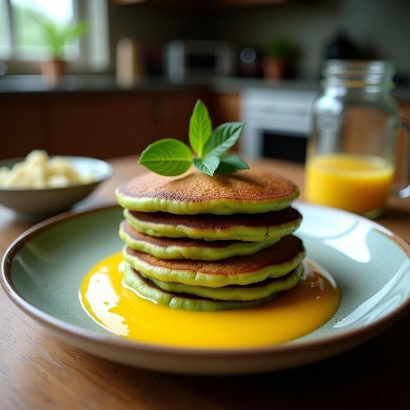 Tortitas de Harina de Coco y Espirulina con Salsa de Mango: Desayuno Detox en Airfryer