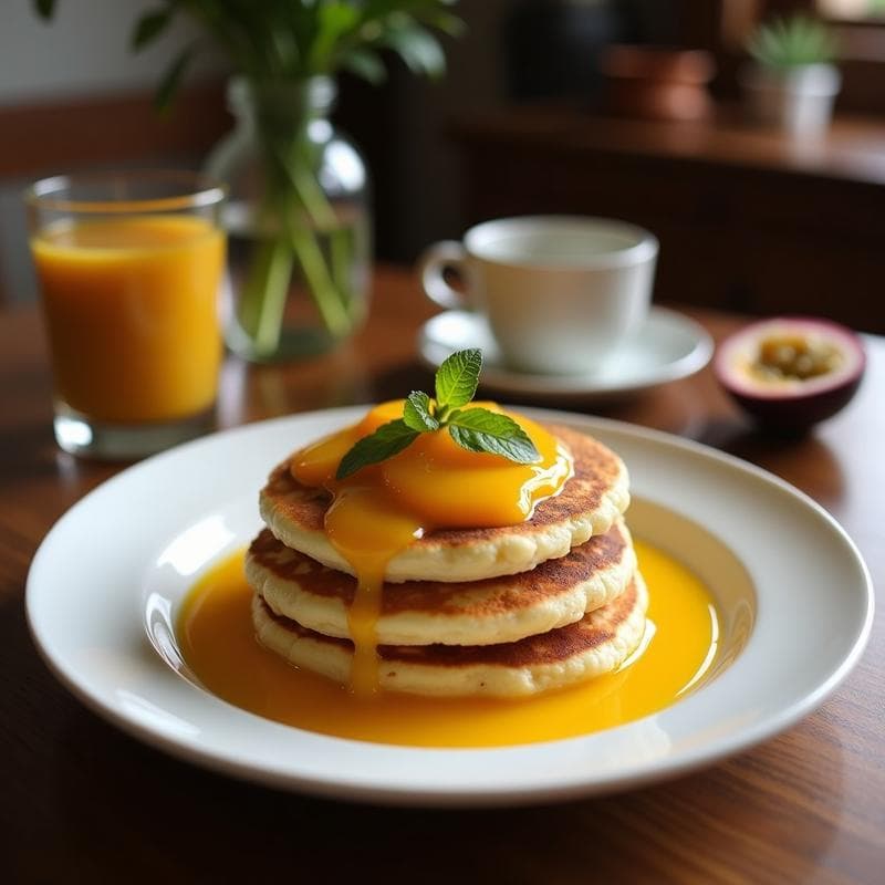 Tortitas de Harina de Coco y Compota de Maracuyá: Desayuno Keto Sin Gluten en 15 Minutos