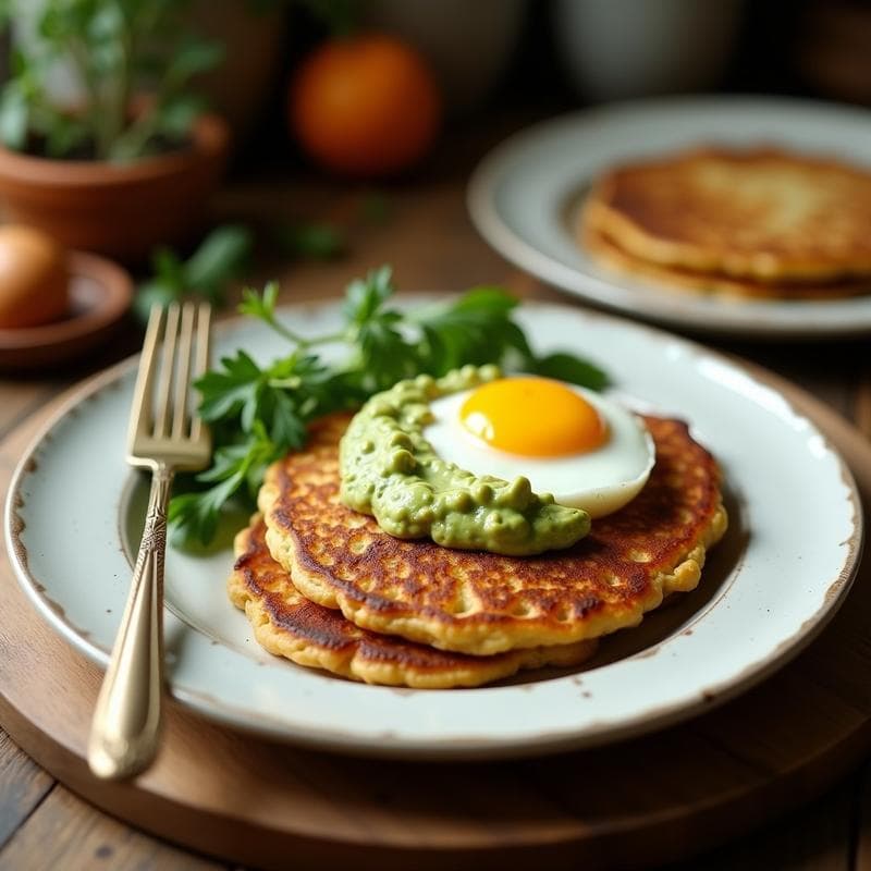 Tortitas de Harina de Garbanzo con Crema de Aguacate y Huevo: Desayuno Mediterráneo Alto en Fibra