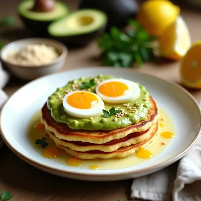 Tortitas de Harina de Garbanzo con Topping de Aguacate y Huevos de Codorniz: Desayuno Proteico