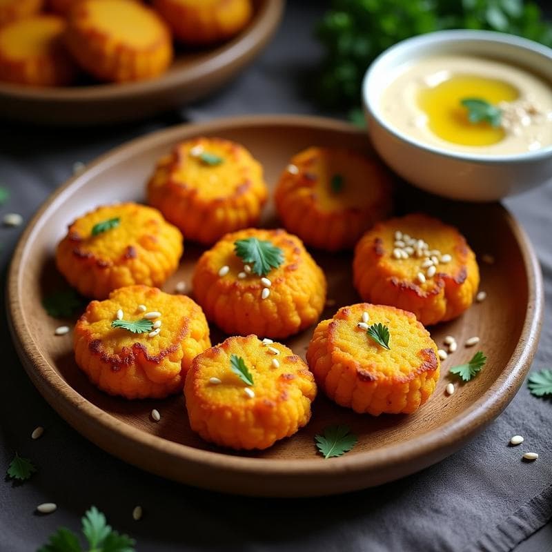 Tortitas de Harina de Garbanzo y Calabaza: Receta Sin Gluten con Dip de Tahini en Thermomix