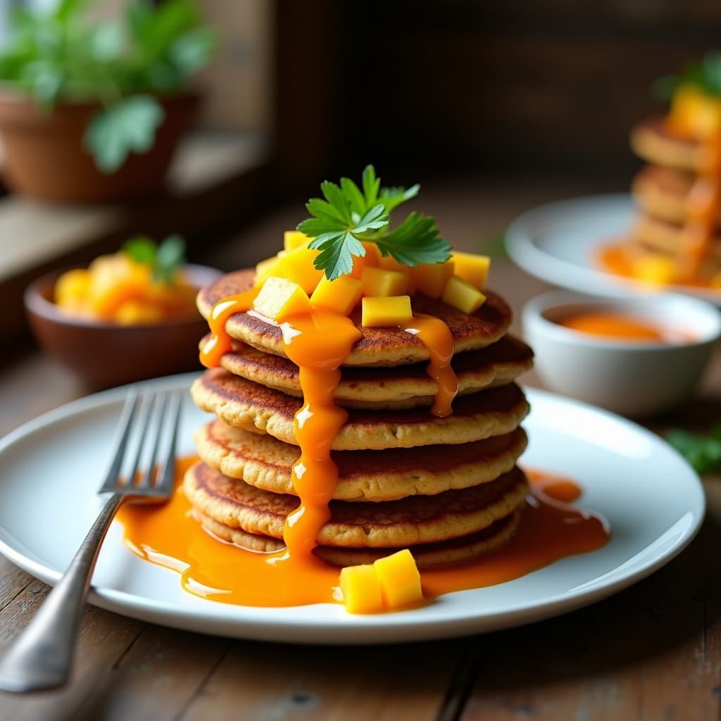 Tortitas de Harina de Grillo con Salsa de Mango Habanero: Desayuno Sostenible y Alto en Hierro