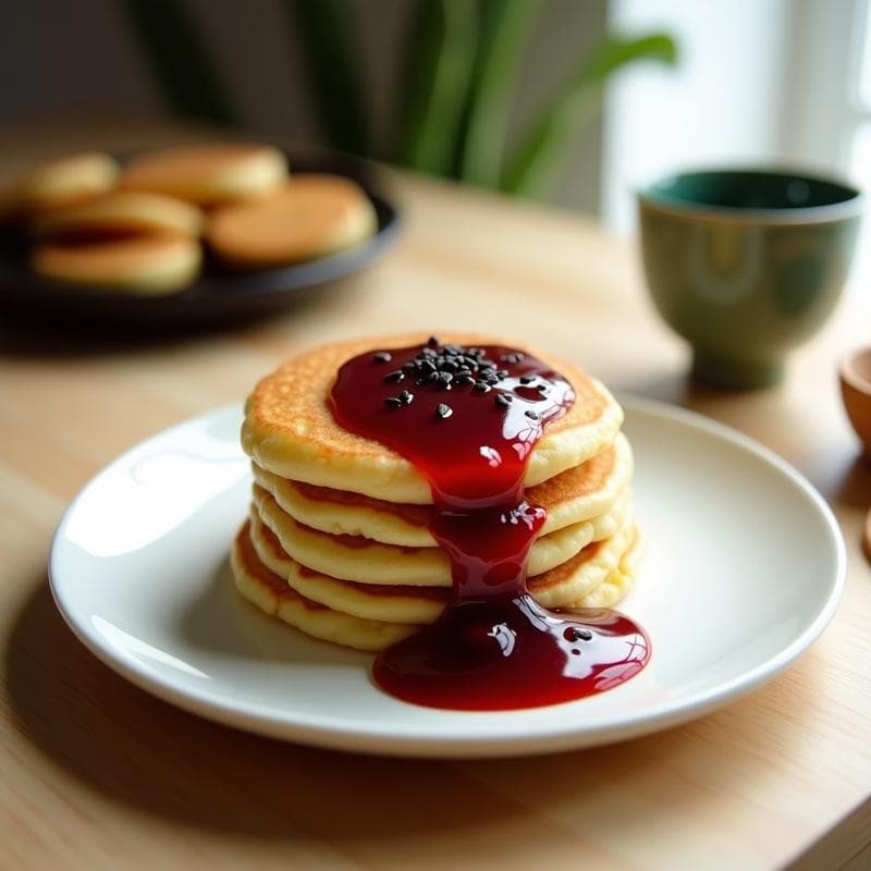 Tortitas de Harina de Guisante con Compota de Ciruelas Umeboshi: Desayuno Japonés Keto y Detox