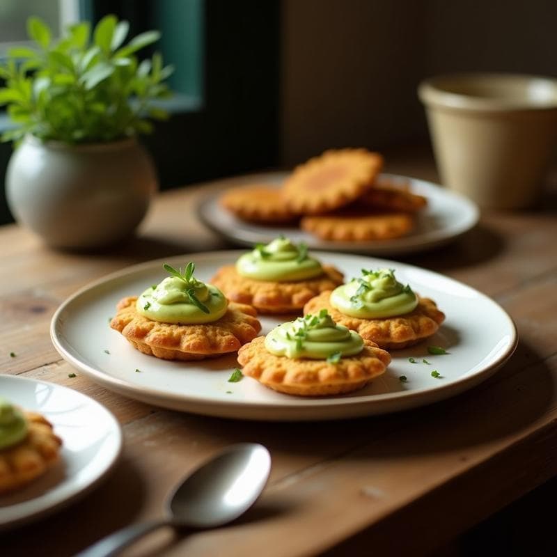 Tortitas de Harina de Guisante con Crema de Aguacate y Rúcula: Desayuno Keto en Sartén