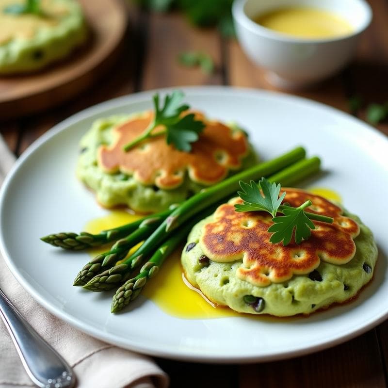 Tortitas de Harina de Guisante y Espárragos Trigueros: Desayuno Francés Sin Gluten