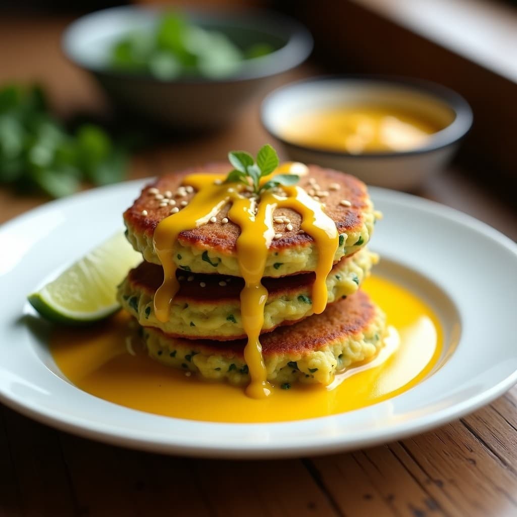 Tortitas de Harina de Guisante y Espinacas con Salsa de Aji Amarillo: Receta Peruana Keto