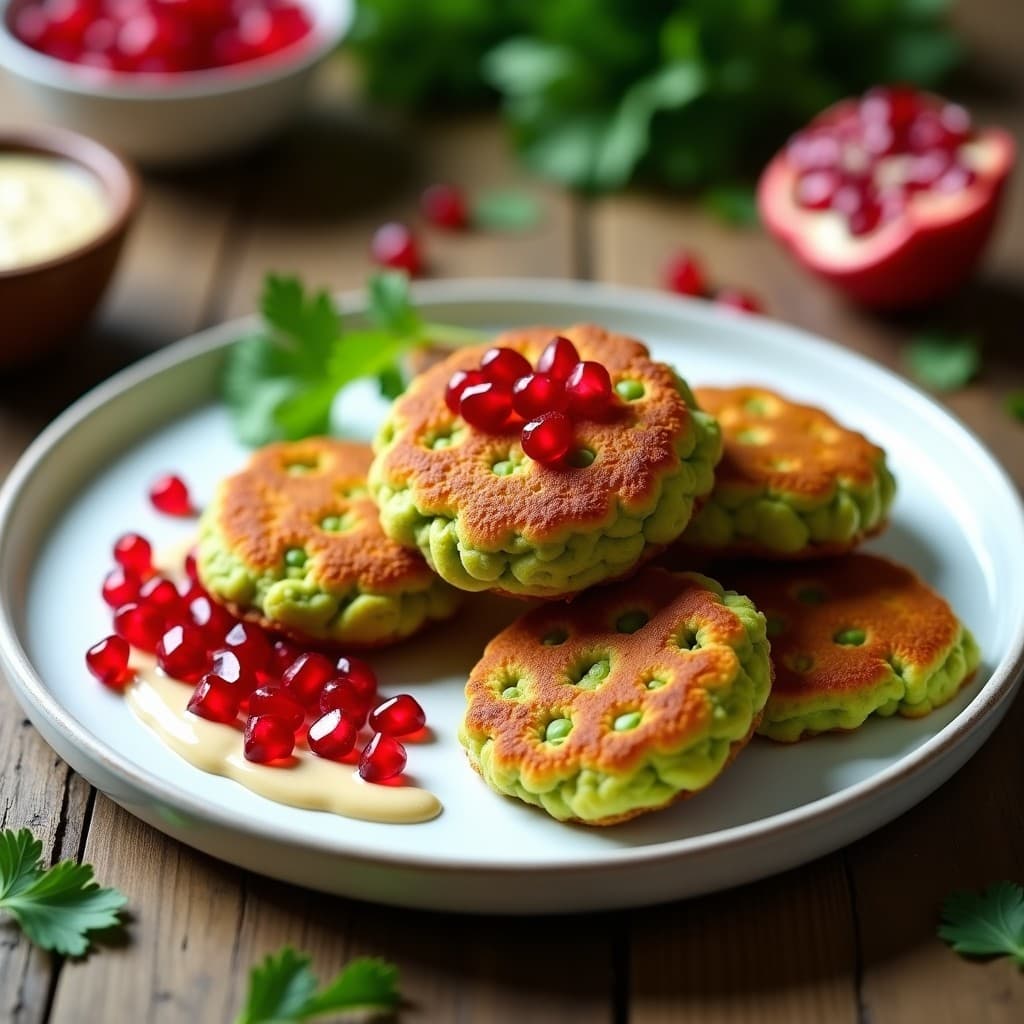 Tortitas de Harina de Guisante con Salsa de Tahini y Granada: Aperitivo Persa en Airfryer