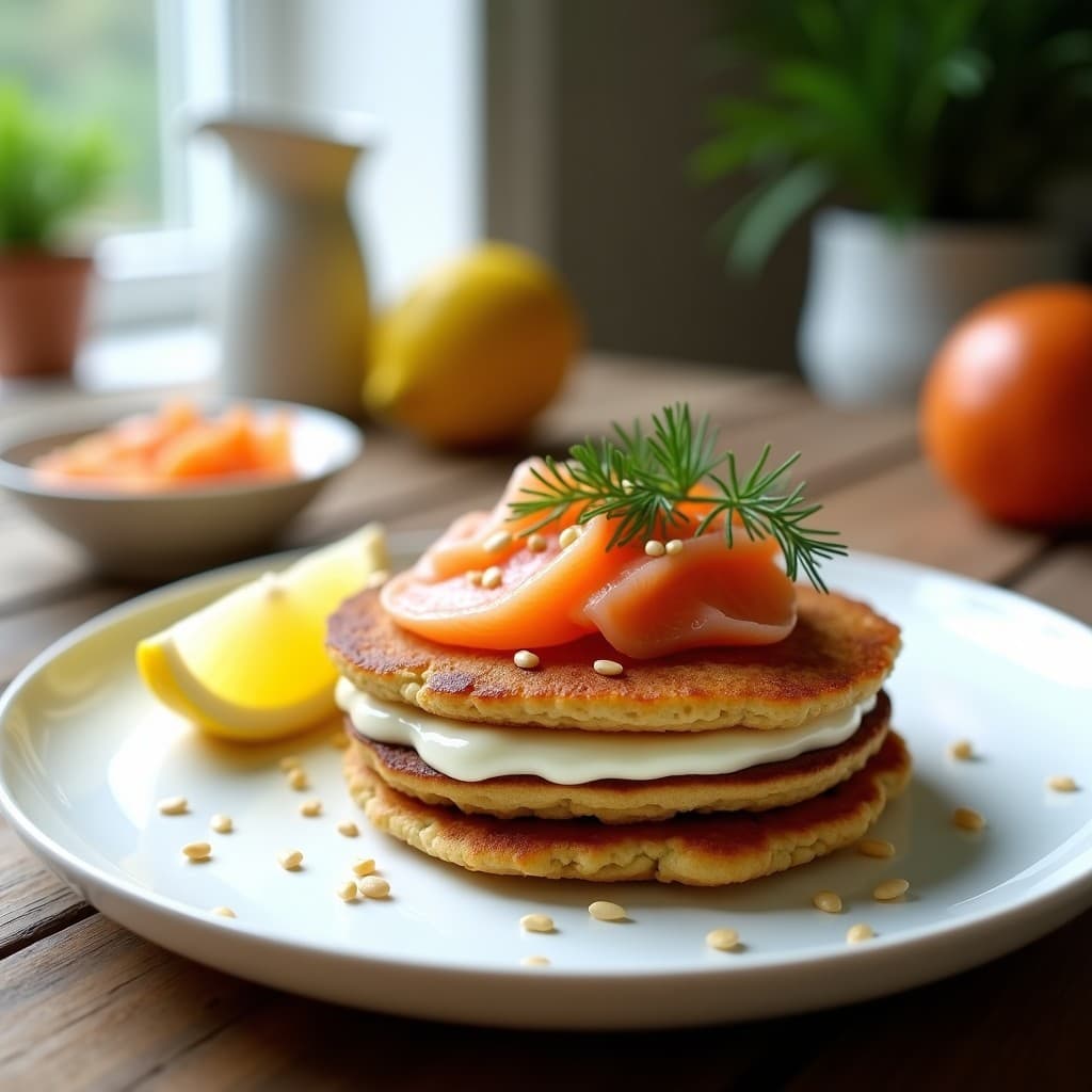 Tortitas de Harina de Lentejas con Topping de Salmón Ahumado: Desayuno Escandinavo Alto en Omega-3