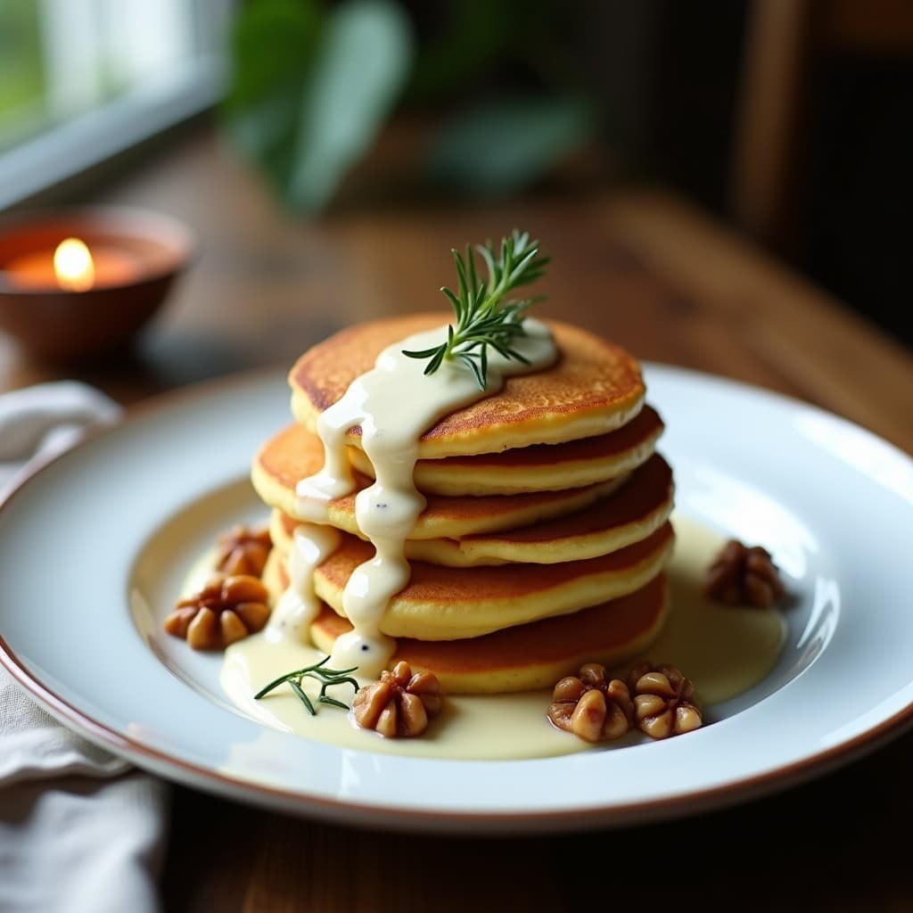 Tortitas de Harina de Lúpulo con Salsa de Queso Azul: Receta Belga Sin Gluten en 15 Minutos