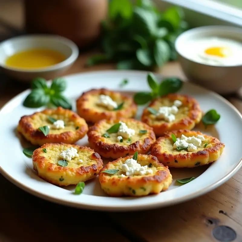 Tortitas de Harina de Pistacho y Flor de Calabacín: Receta en Airfryer Sin Huevo