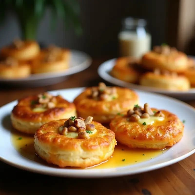 Tortitas de Harina y Queso Fritas Bañadas en Miel y Nueces: Desayuno o Postre Irresistible