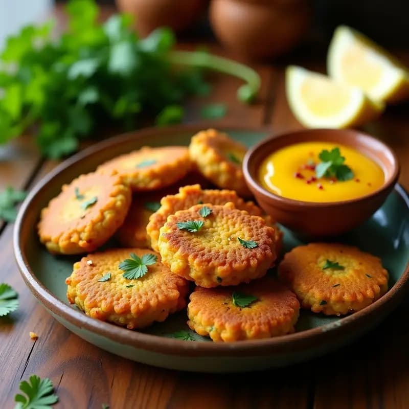 Tortitas de Harina de Lentejas y Cilantro con Chutney de Mango: Receta India Sin Gluten para Tupper