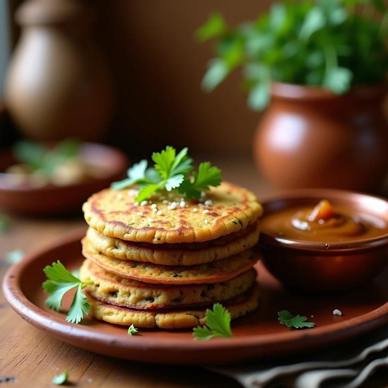 Tortitas de Harina de Lentejas y Espinacas: Desayuno Indio Sin Gluten con Chutney de Tamarindo