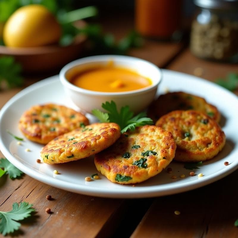Tortitas de Lentejas Rojas y Espinacas: Receta India en Airfryer con Chutney de Mango