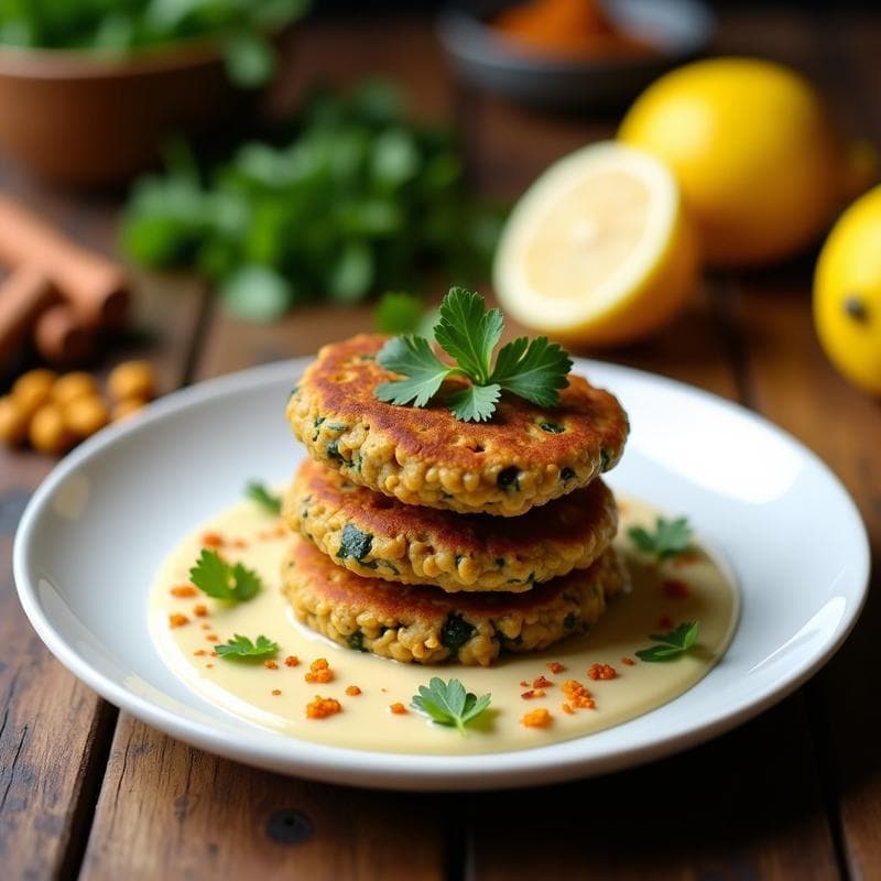 Tortitas de Lentejas Rojas y Espinacas con Salsa de Tahini: receta india vegana en thermomix