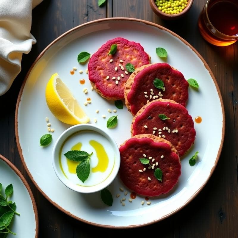 Tortitas de Lentejas Rojas y Remolacha: Desayuno Indio Keto con Salsa de menta y yogur