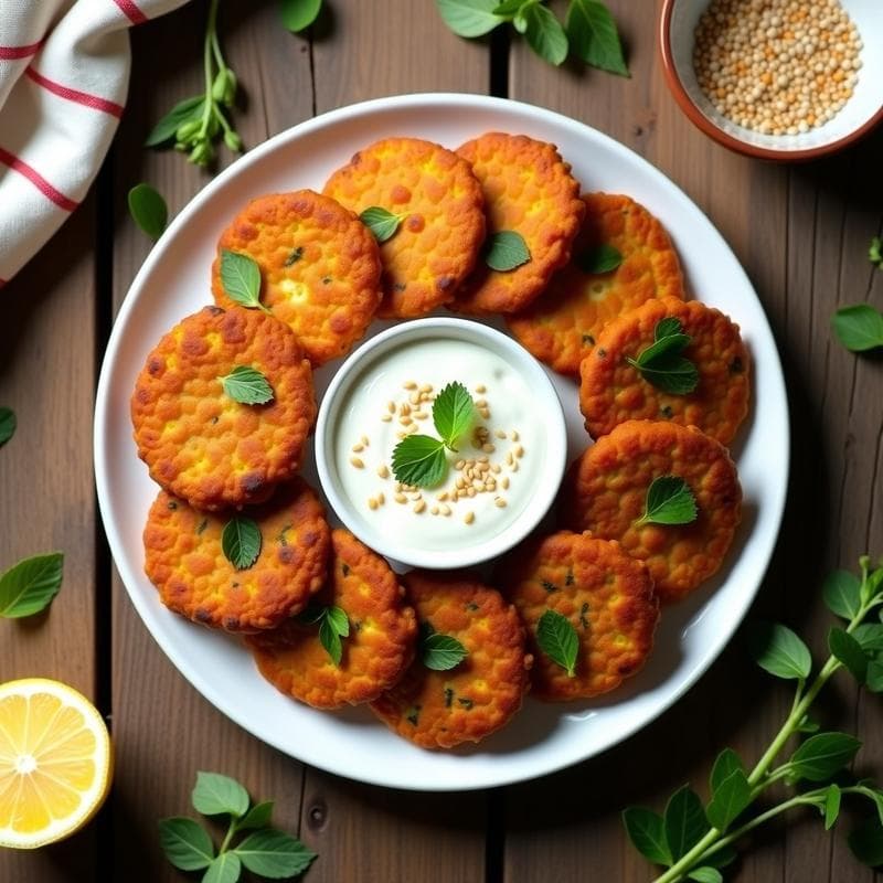 Tortitas de Lentejas Rojas y Zanahoria con Dip de Yogur Griego: Receta Sin Gluten y Alta en Hierro