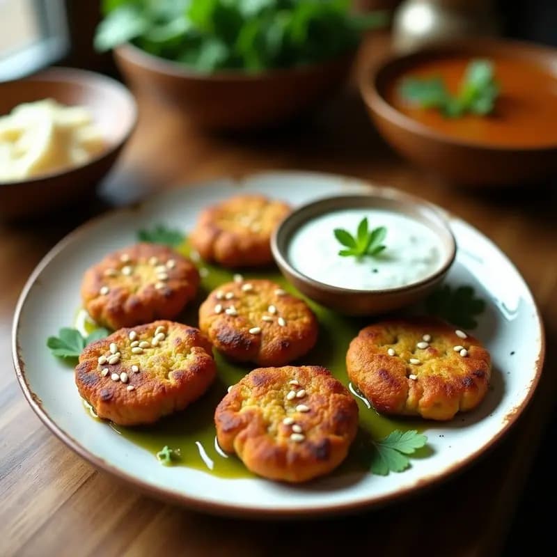 Tortitas de Lentejas Verdes con Salsa de Yogur y Menta: Receta India para Aperitivos