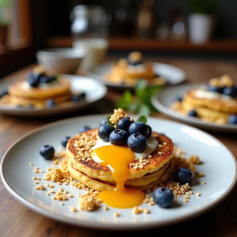 Tortitas de Lino Dorado y Arándanos Liofilizados: Desayuno Keto Sin Harina y Rico en Omega-3
