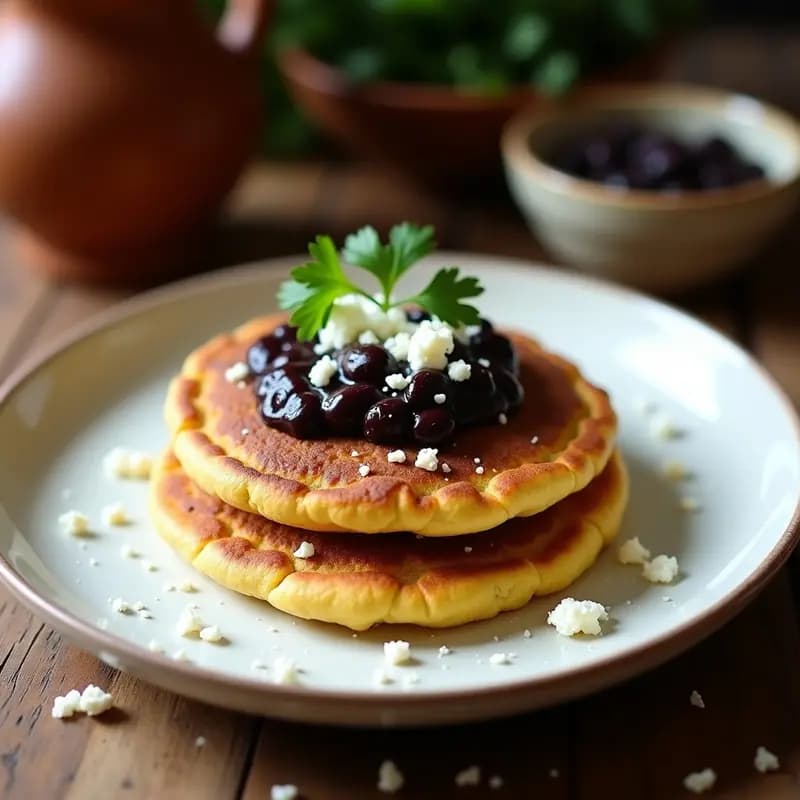 Tortitas de Maíz Azul con Frijoles Negros y Queso Fresco: Desayuno Centroamericano Energético
