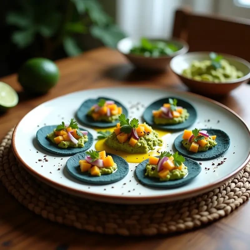 Tortitas de Maíz Azul con Guacamole de Mango: Receta Mexicana Vegana y Sin Horno