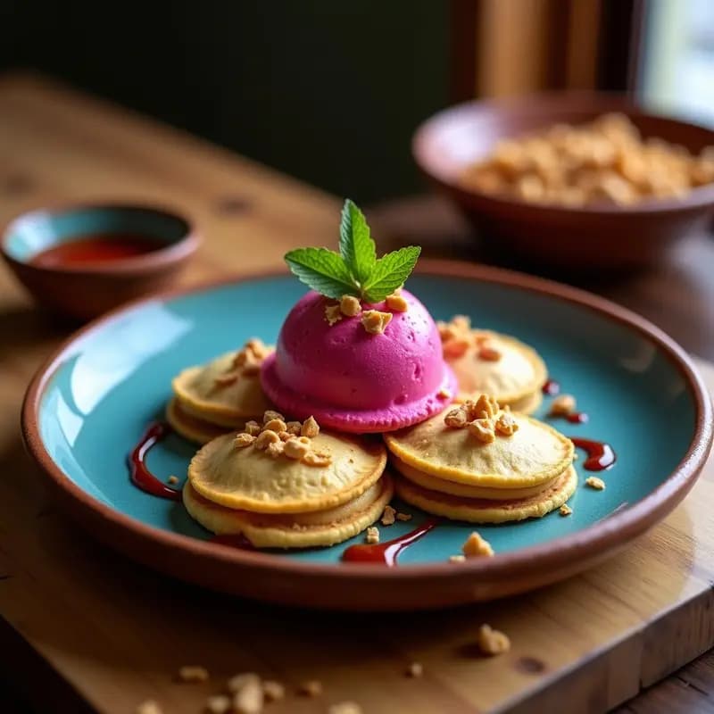 Tortitas de Maíz Azul con Helado de Chamoy: Postre Mexicano Sin Lactosa y Viral