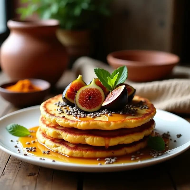 Tortitas de Maíz Azul con Higos Caramelizados: Desayuno Mexicano Sin Harina