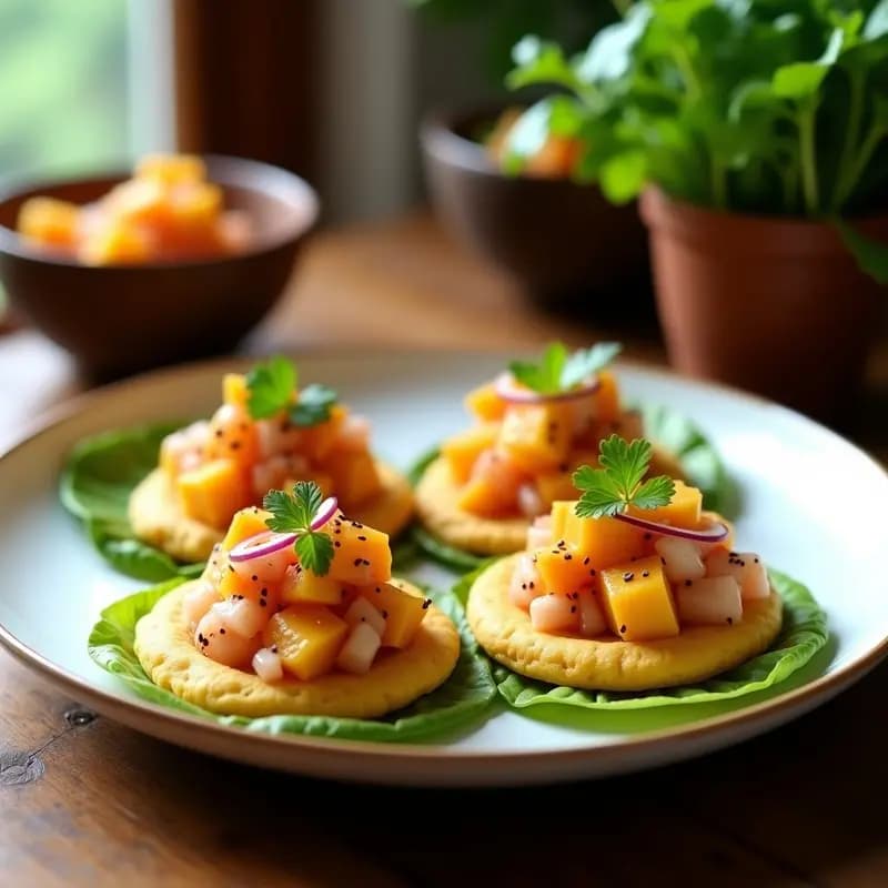 Tortitas de Maíz con Ceviche de Atún y Mango: Receta Peruana Fresca y Ligera