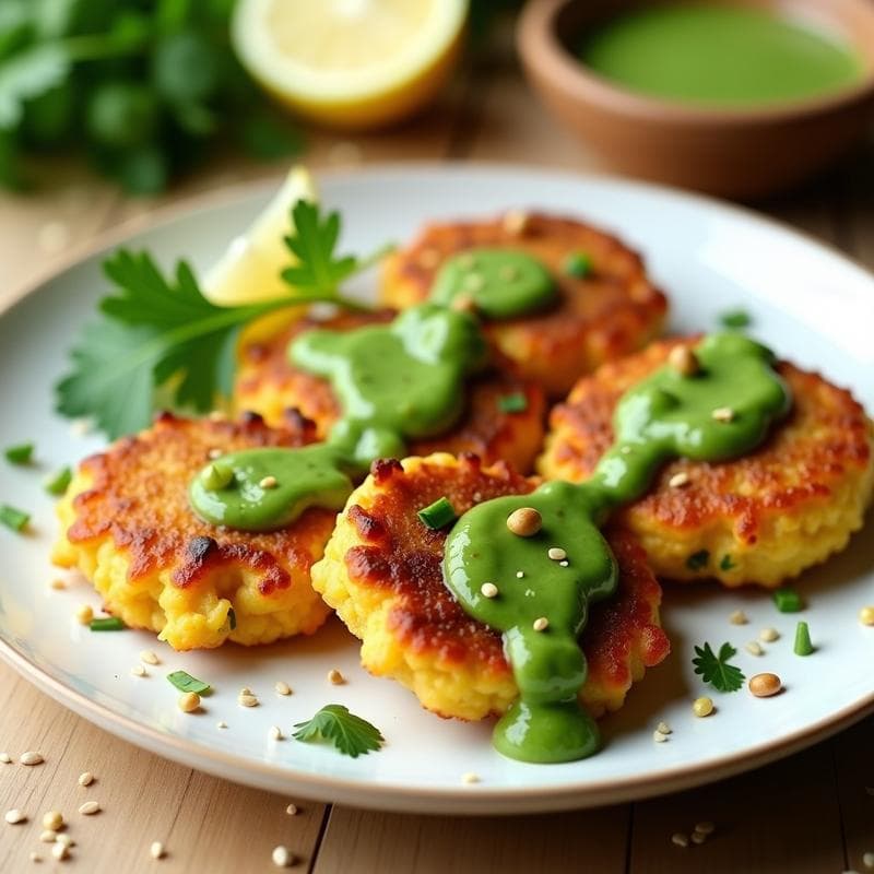Tortitas de Maíz y Edamame con Salsa de Cilantro: Receta divina Sin Gluten en Airfryer