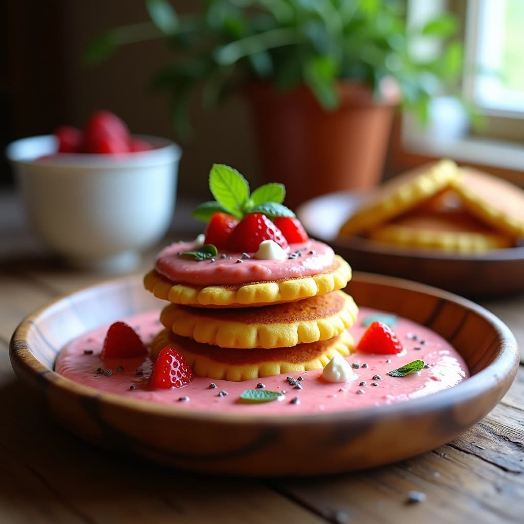 Tortitas de Maíz Ferro con Salmorejo de Fresas: Desayuno Andaluz Dulce-Salado