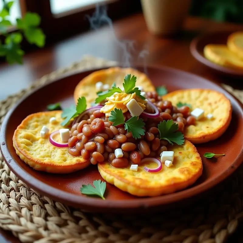 Tortitas de Maíz azteca con Frijoles Charros y Queso Chicharrón: Desayuno Mexicano Alto en Fibra