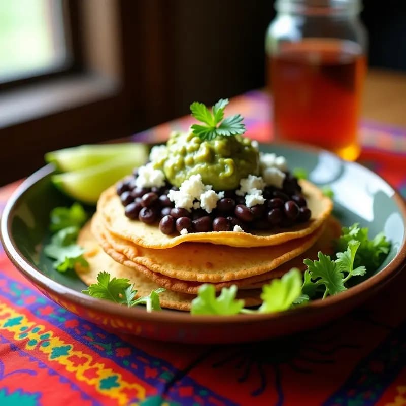 Tortitas de Maíz con Frijoles Refritos y Guacamole: Desayuno Mexicano Sin Gluten en 10 Minutos